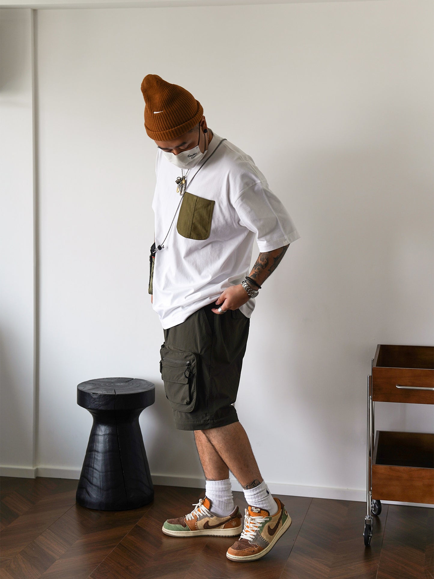Japanese Workwear Military Pocket Tee – Unisex Loose Short Sleeve T-Shirt