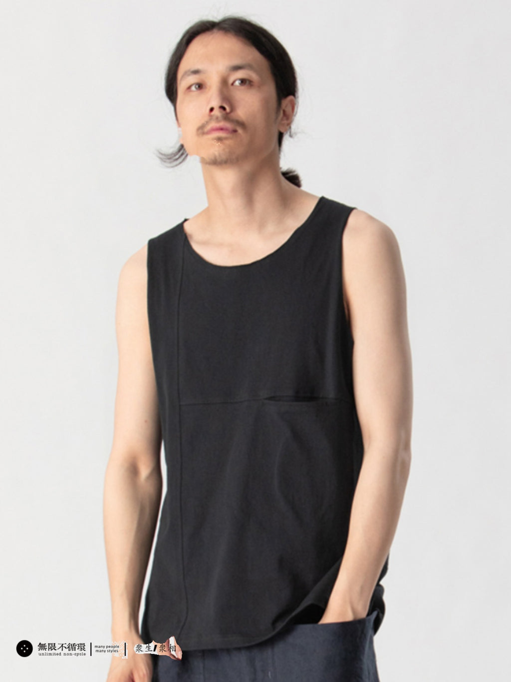 Pure cotton knitted modular split casual micro-loose vest