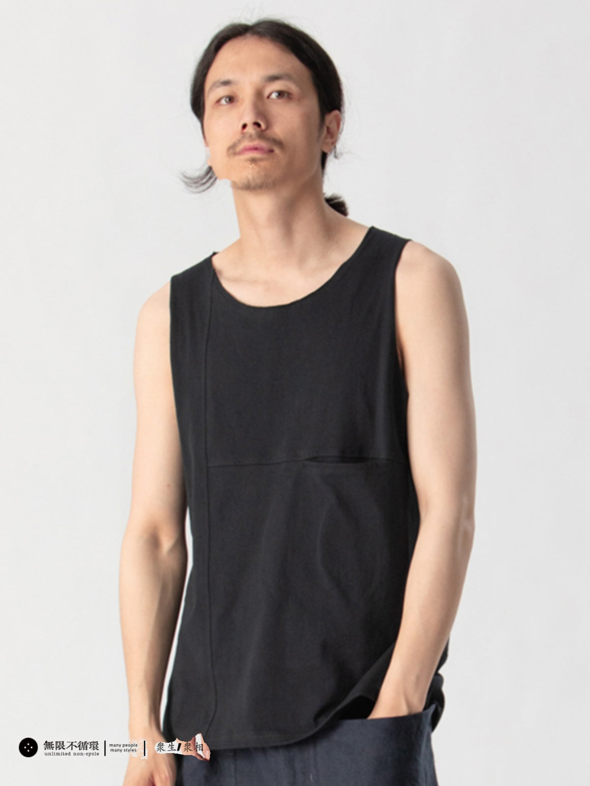 Pure cotton knitted modular split casual micro-loose vest