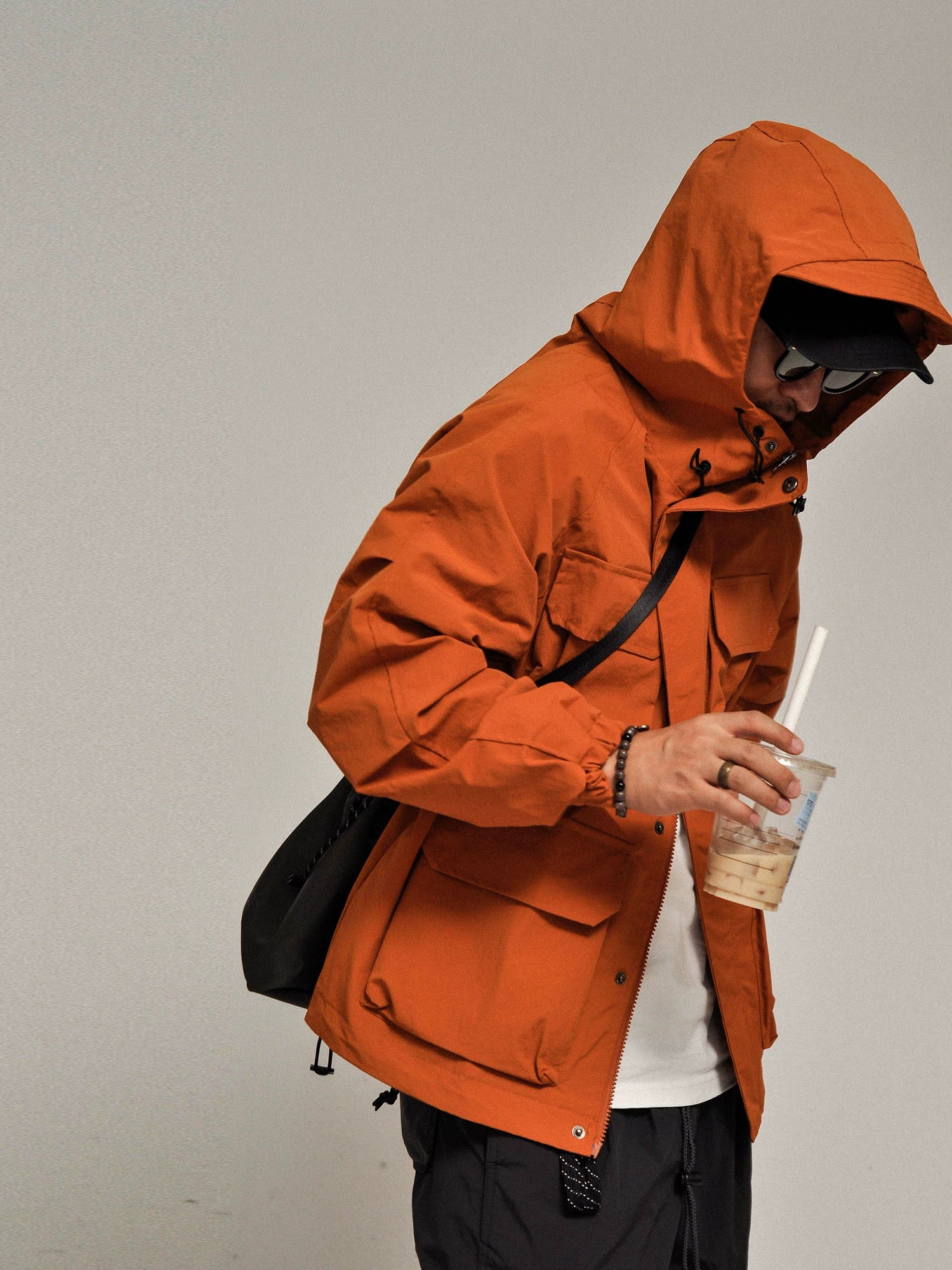 Mountain system! Camping control! Japanese autumn and winter outdoor function multi-pocket loose hooded waterproof men's jacket jacket tide