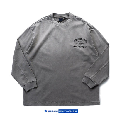 Distressed washed round neck pullover loose fit American style T-shirt