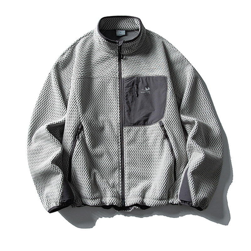 Mountain Wave Contrast Polar Fleece Jacket – Warm Outdoor Liner Jacket for Autumn Winter – Japanese vintage | yamalin clothes | Yamalinclothes