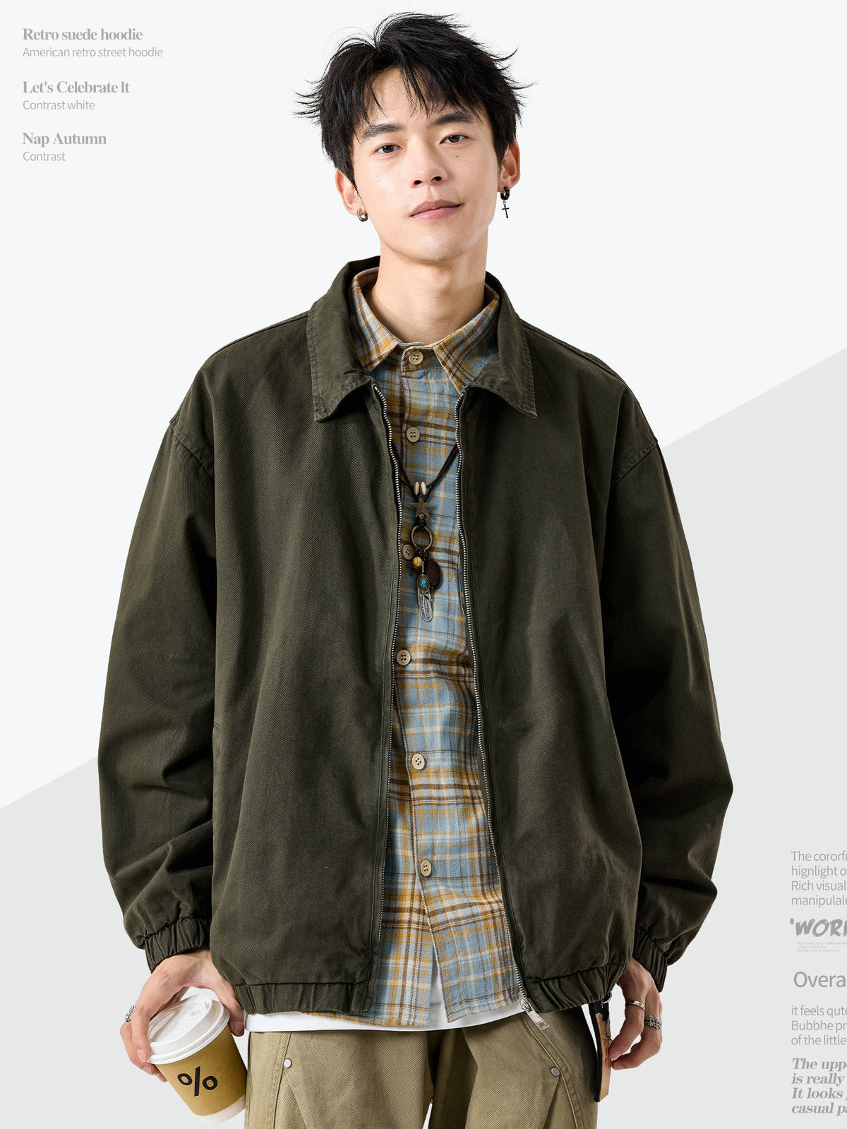 Zip-Front Jacket – Point Collar & Relaxed Fit | Yamalinclothes