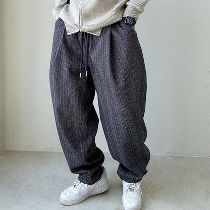 Herringbone Woolen Pants – Relaxed Straight Leg