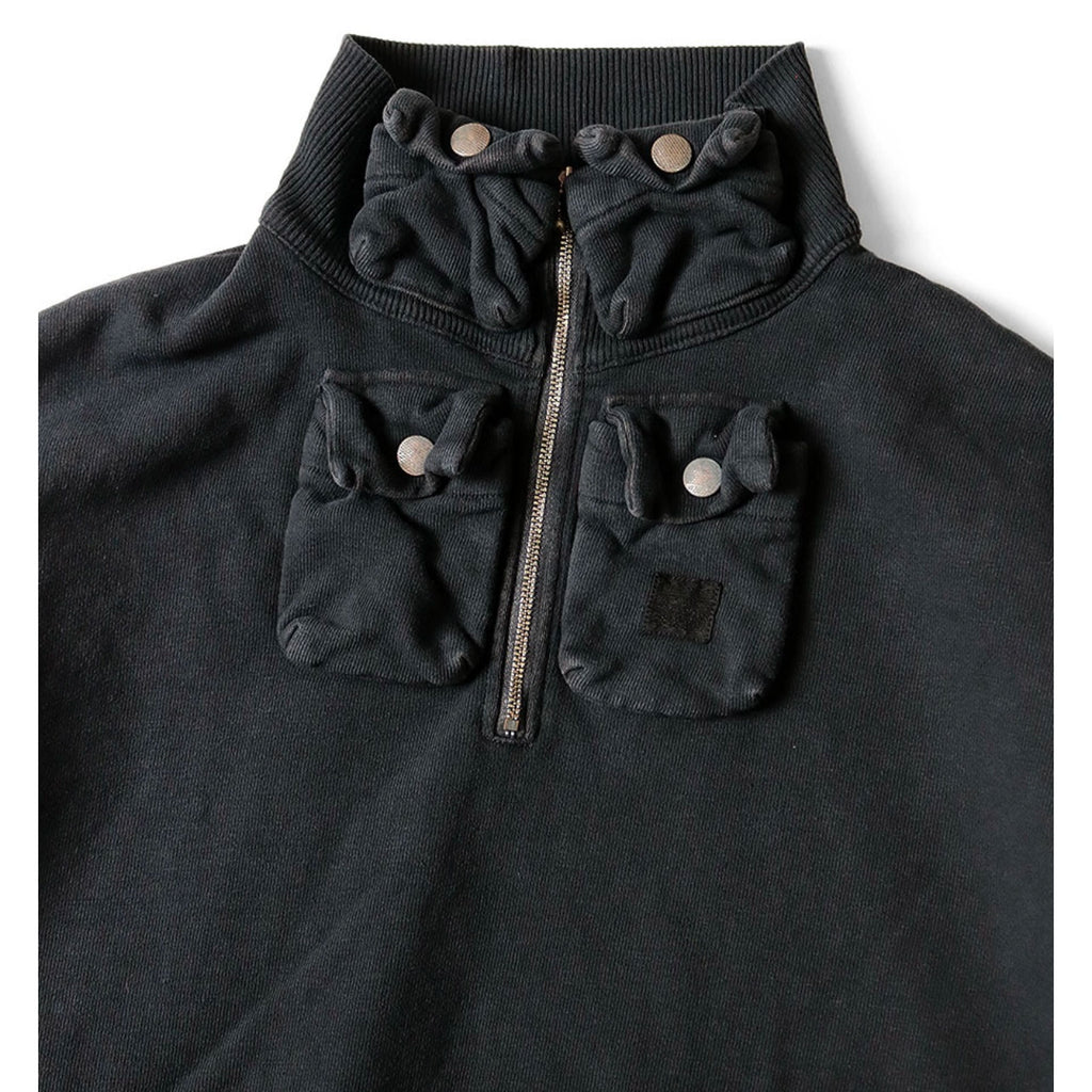 Japanese two-tone batik washed distressed stand collar loose long-sleeved sweatshirt