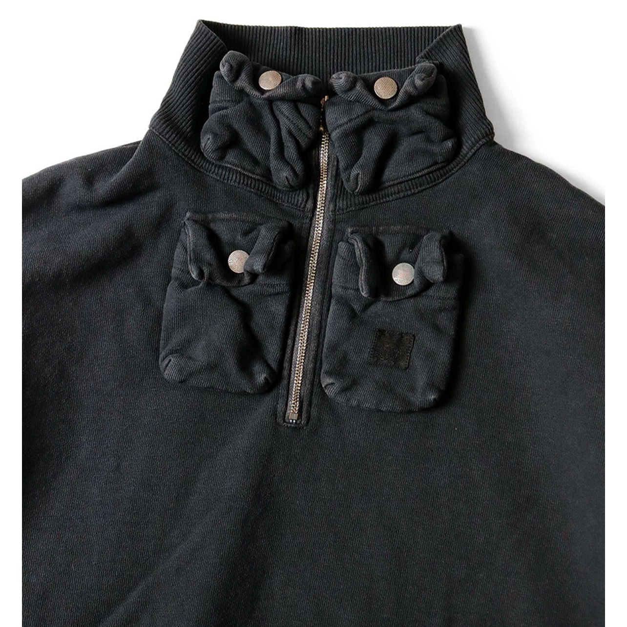 Japanese two-tone batik washed distressed stand collar loose long-sleeved sweatshirt