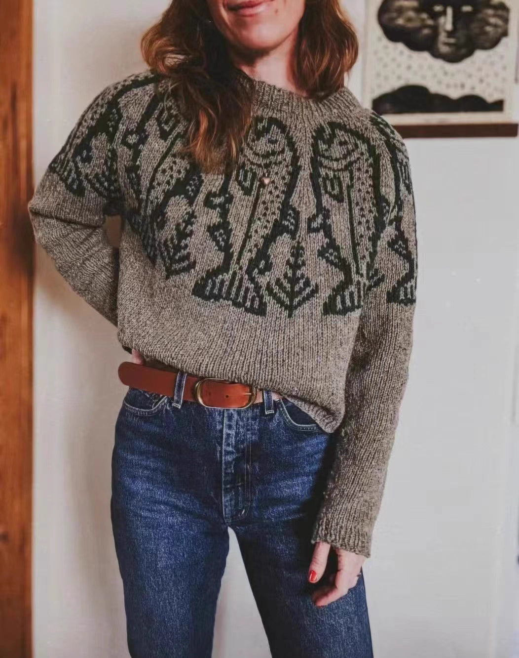 Polar Bear Heart Jacquard Sweater – Japanese Retro Unisex Knit