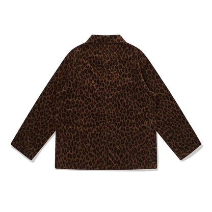 24AW JELADO Japanese vintage corduroy leopard print cotton men's and women's loose long-sleeved jackets