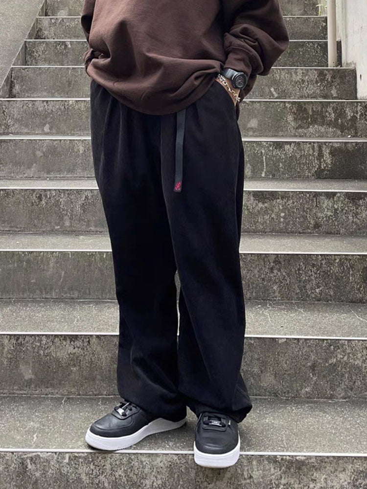 retro solid corduroy slacks trousers