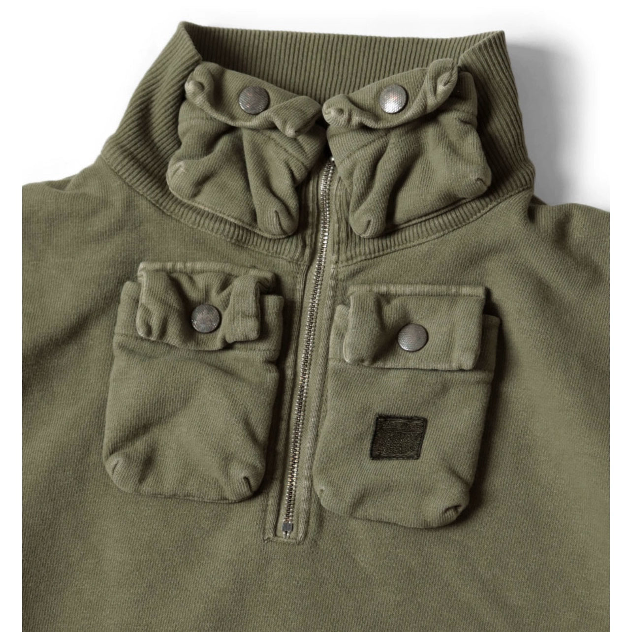 Japanese two-tone batik washed distressed stand collar loose long-sleeved sweatshirt