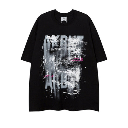 Abstract Letter Graffiti Short Sleeve T-Shirt – American Loose High Street Unisex