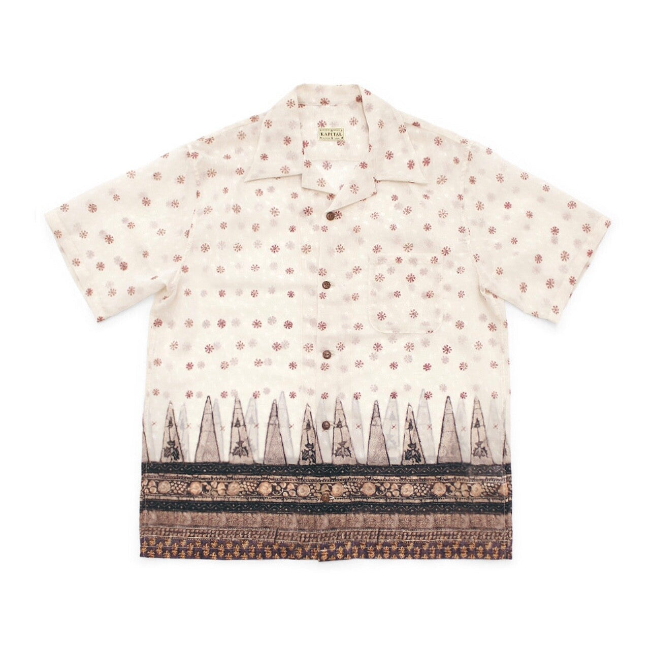 26SS Japanese Artisan Hawaiian Snowflake Print Cuban Collar Short-Sleeved Shirt | Japanese vintage | yamalin clothes | Yamalinclothes