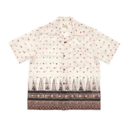 26SS Japanese Artisan Hawaiian Snowflake Print Cuban Collar Short-Sleeved Shirt | Japanese vintage | yamalin clothes | Yamalinclothes