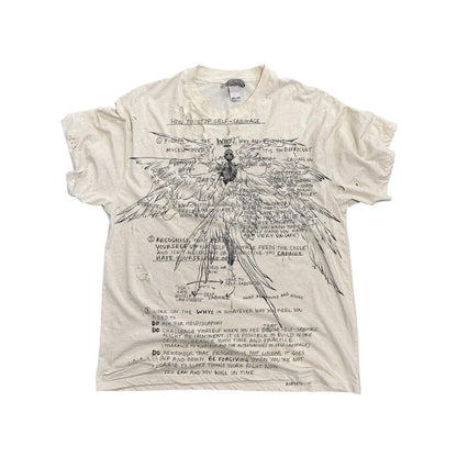 Gothic Wings Graphic Tee – Vintage Ripped Distressed Loose Crew Neck T-Shirt