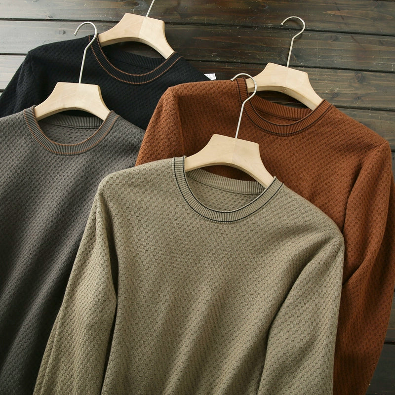 A small amount of goodies! Wool blend! Foreign trade tail goods men's autumn and winter round neck jacquard base knitwear sweater