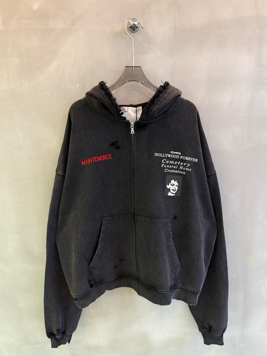 American Vintage Figure Letter Print Hooded Zip-Up Cardigan – Washed Distressed Sweatshirt – Japanese vintage | yamalin clothes | Yamalinclothes