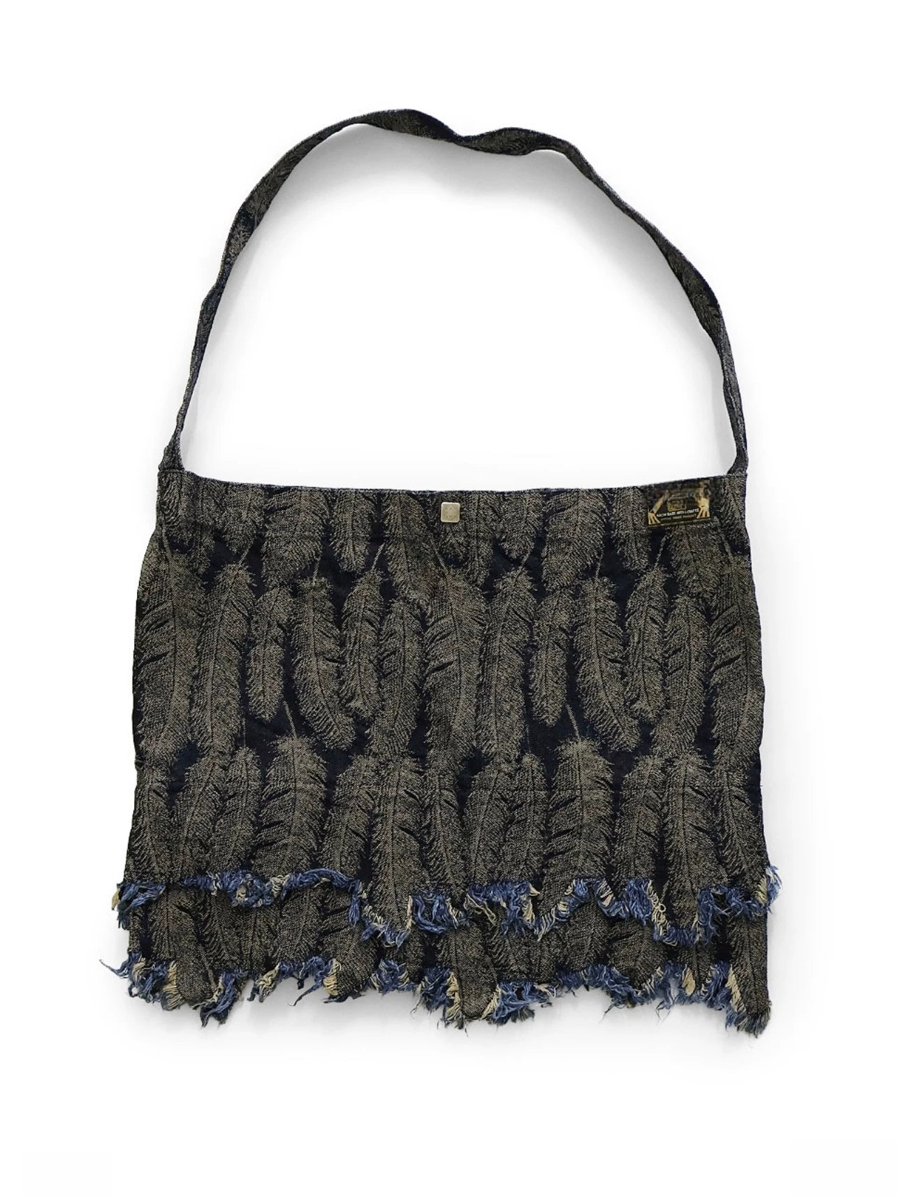 Japanese vintage casual feather tassel single-shoulder crossbody denim bag