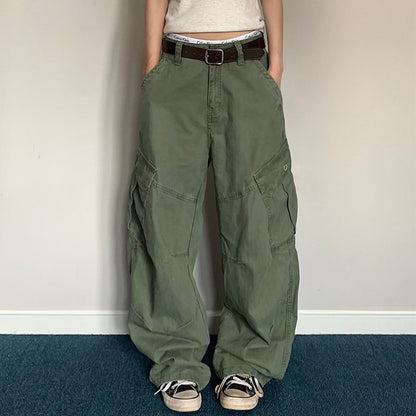 American Retro Multi-Pocket Cargo Pants – Wide-Leg Unisex