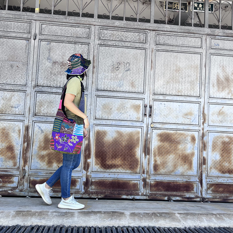 Nepal Indian washed cotton bag, old style, hippie shoulder bag for men and women