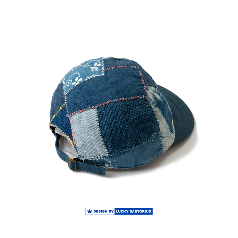 All handmade indigo dyed patches patches ragged hand-embroidered short-brimmed caps adjustable size men's and women's caps