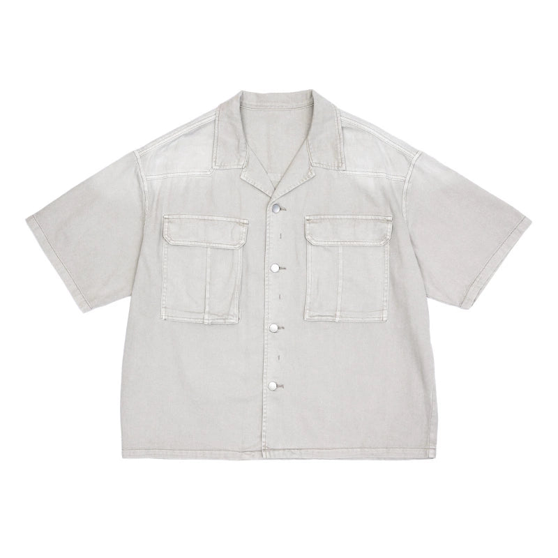 AMERICAN WHITE CARGO SHIRT MEN'S RETRO MEN'S SUMMER 2024 NEW