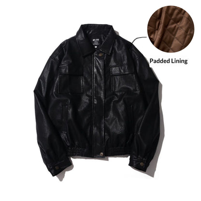 Vintage Moto Leather Jacket – Unisex PU Biker Brown Black