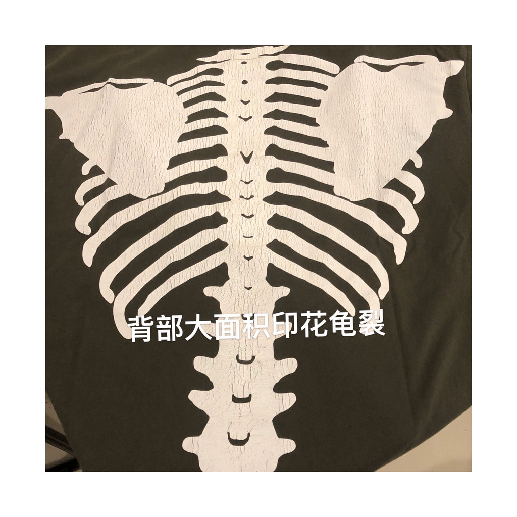 Japanese trend cotton loose stitching bone print short-sleeved T-shirt