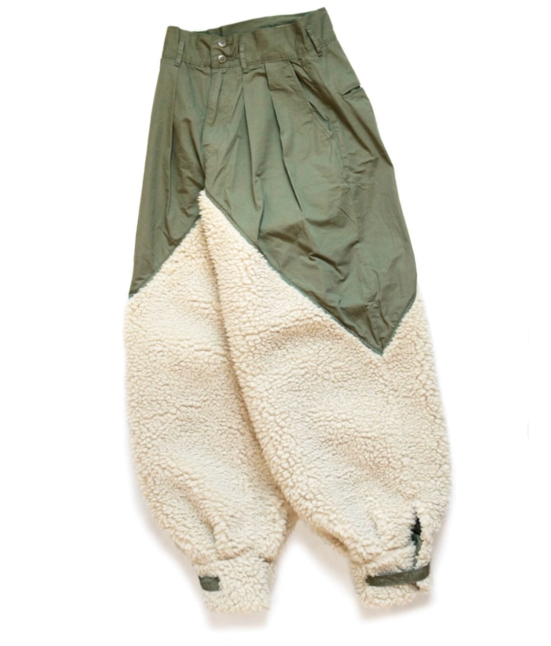 lamb wool stitching Ami khaki tooling military casual trousers