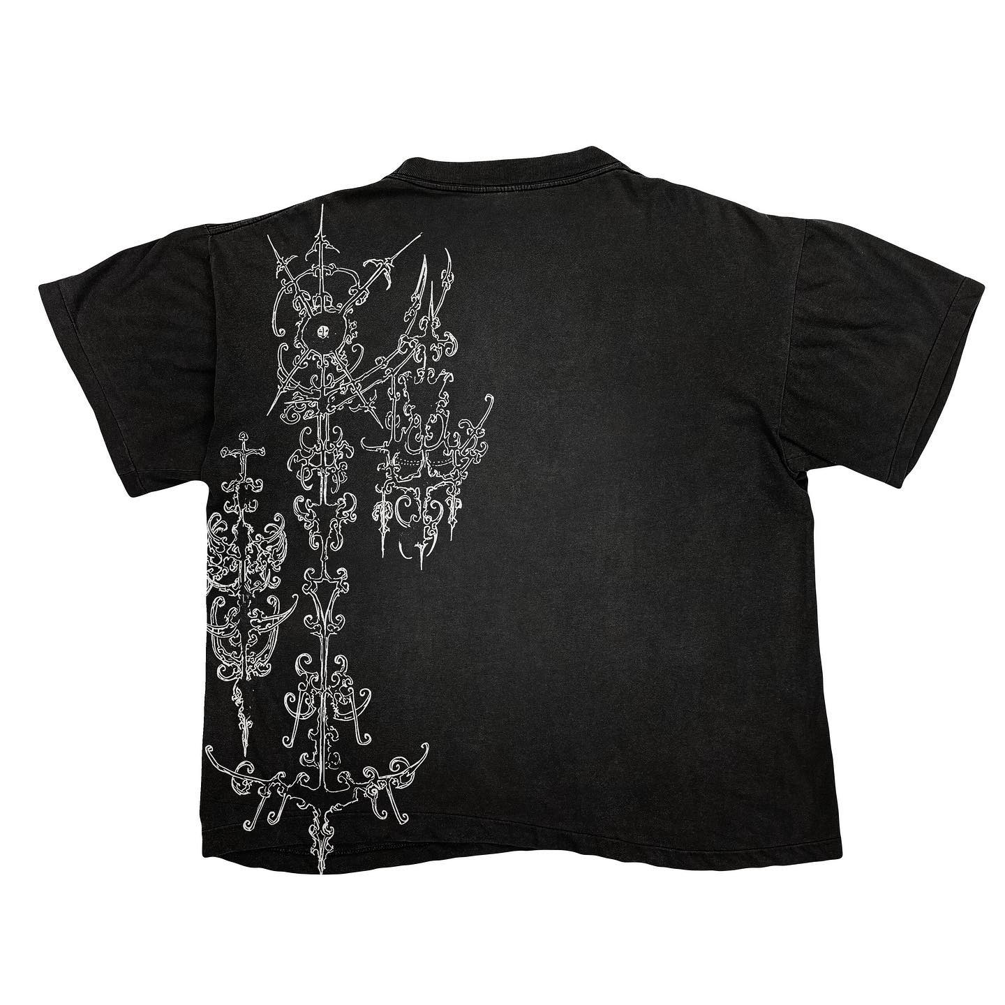 Melanin Tattoo Heavy Wash Distressed Vintage Goth Tattoo Artist Short Sleeve T-Shirt Small Neckline