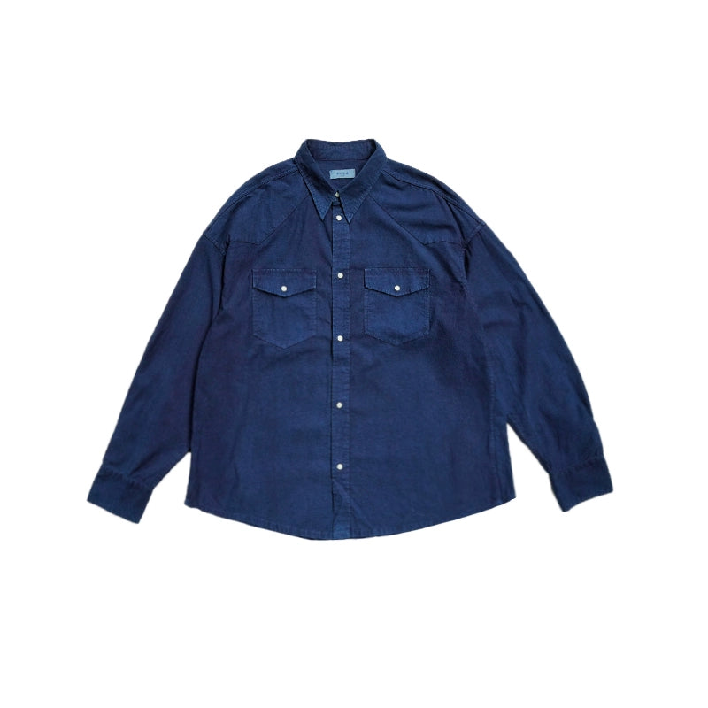 Handmade ancient plant dyed western shirt American retro long sleeve thin coat