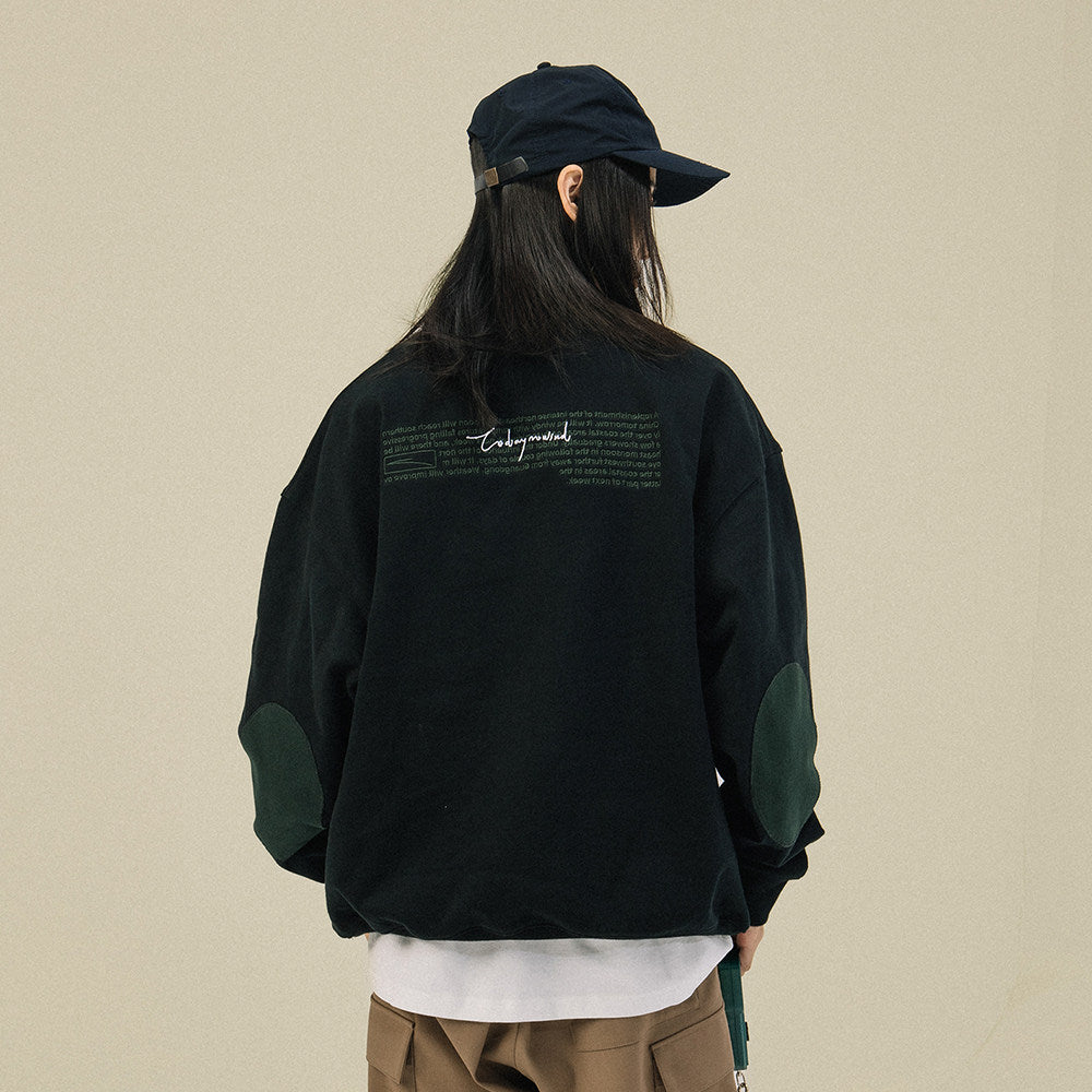 Contrast Crewneck Monogram Embroidery Sweatshirt – Loose Unisex Casual Pullover – Japanese vintage | yamalin clothes | Yamalinclothes
