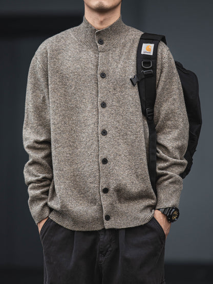 Wool Blend Half-Turtleneck Cardigan – Old Money Knit Men – Japanese vintage | yamalin clothes | Yamalinclothes