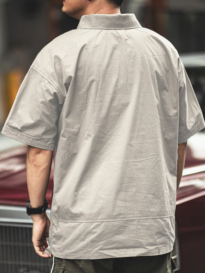 American Casual Tooling Lapel Polo Shirt – Loose Short-Sleeve Men’s Summer Thin Top – Japanese vintage | yamalin clothes | Yamalinclothes