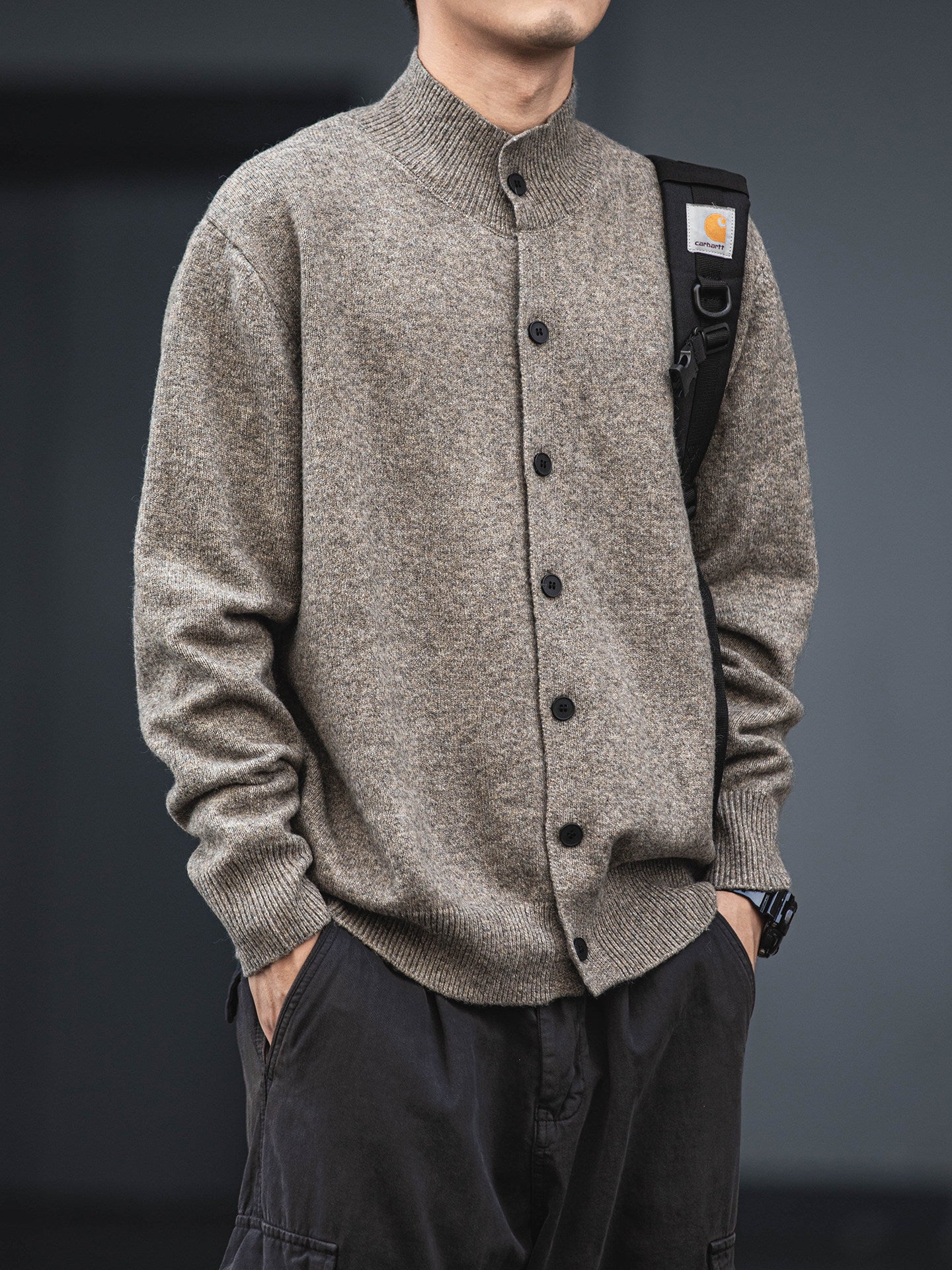 Wool Blend Half-Turtleneck Cardigan – Old Money Knit Men – Japanese vintage | yamalin clothes | Yamalinclothes