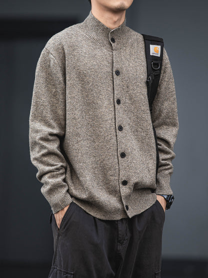 Wool Blend Half-Turtleneck Cardigan – Old Money Knit Men – Japanese vintage | yamalin clothes | Yamalinclothes