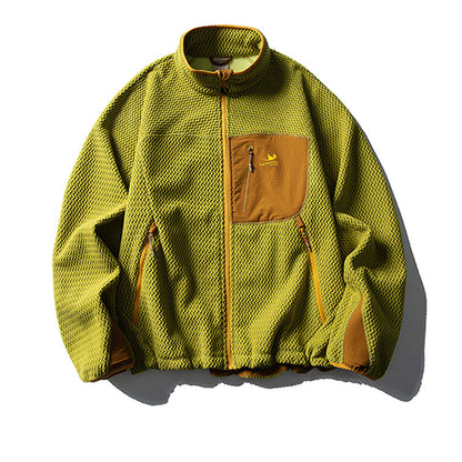 Mountain Wave Contrast Polar Fleece Jacket – Warm Outdoor Liner Jacket for Autumn Winter – Japanese vintage | yamalin clothes | Yamalinclothes