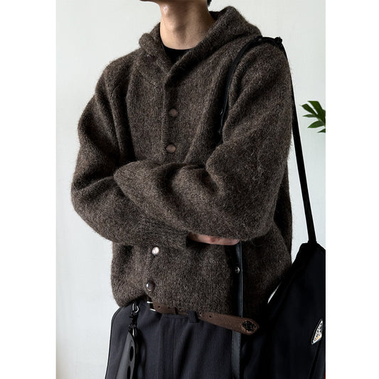Heavyweight Hooded Knit Sweater – Wool Blend Unisex Cropped – Japanese vintage | yamalin clothes | Yamalinclothes
