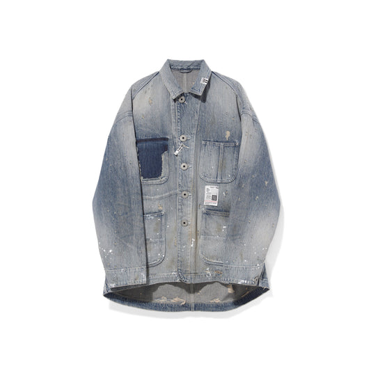 25SS Japanese washed water old loose lapel denim coat