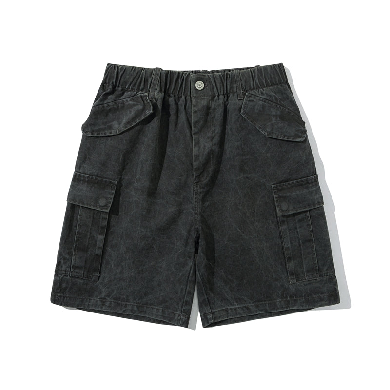 Men's and women's loose casual fried snowflakes multi-pocket woven texture deck pants shorts Ami click