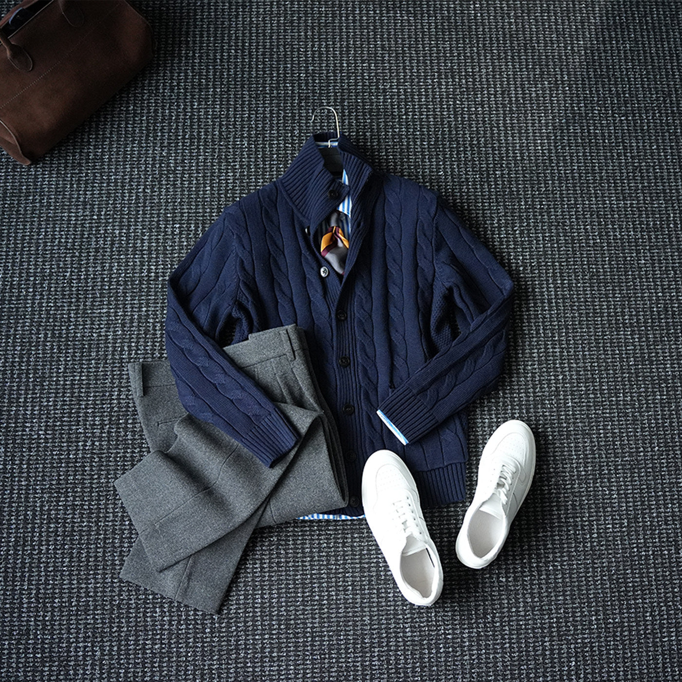 Twist Knit Collar Jacket – Old Money Wool Blend Men