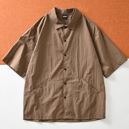 Mountain function + loose wide version! ODM Order! Short-sleeved jacket with lapels for men in summer – Japanese vintage | yamalin clothes | Yamalinclothes
