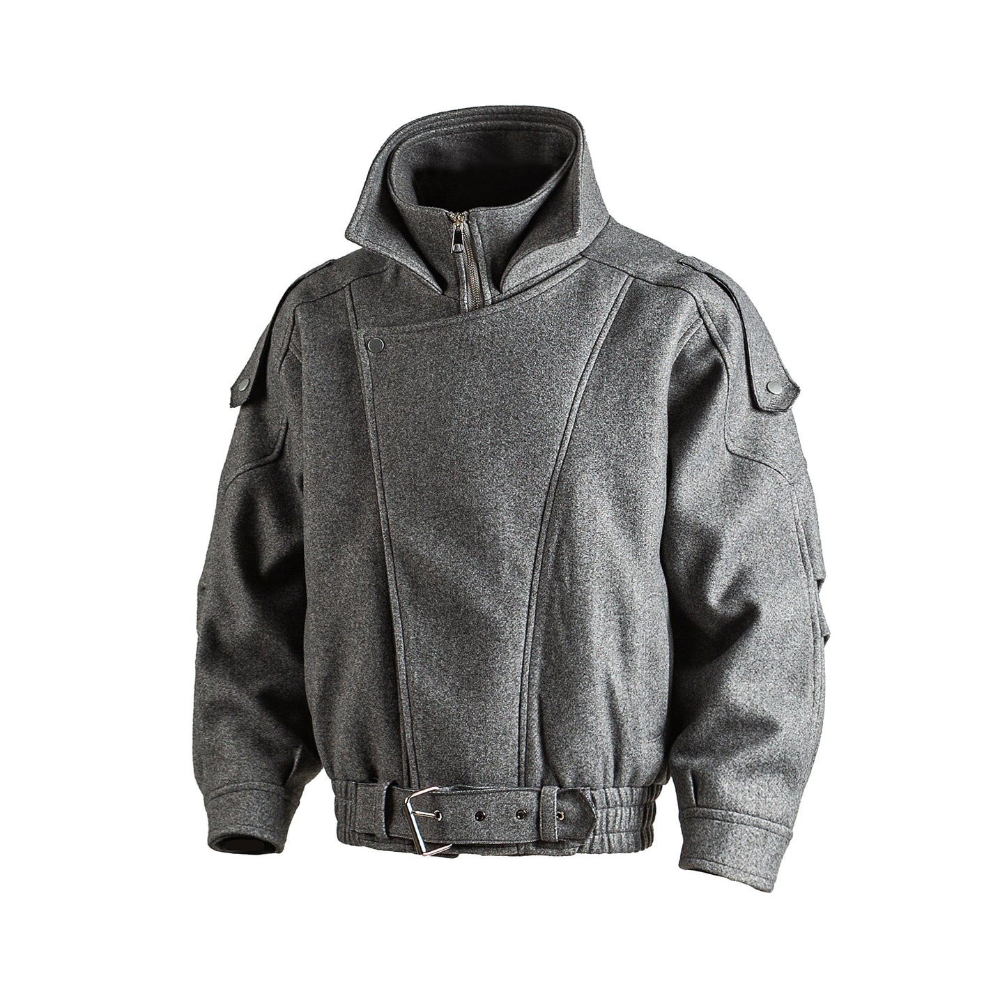 American Retro Wool Lapel Motorcycle Jacket - Cropped Unisex Autumn Winter Coat