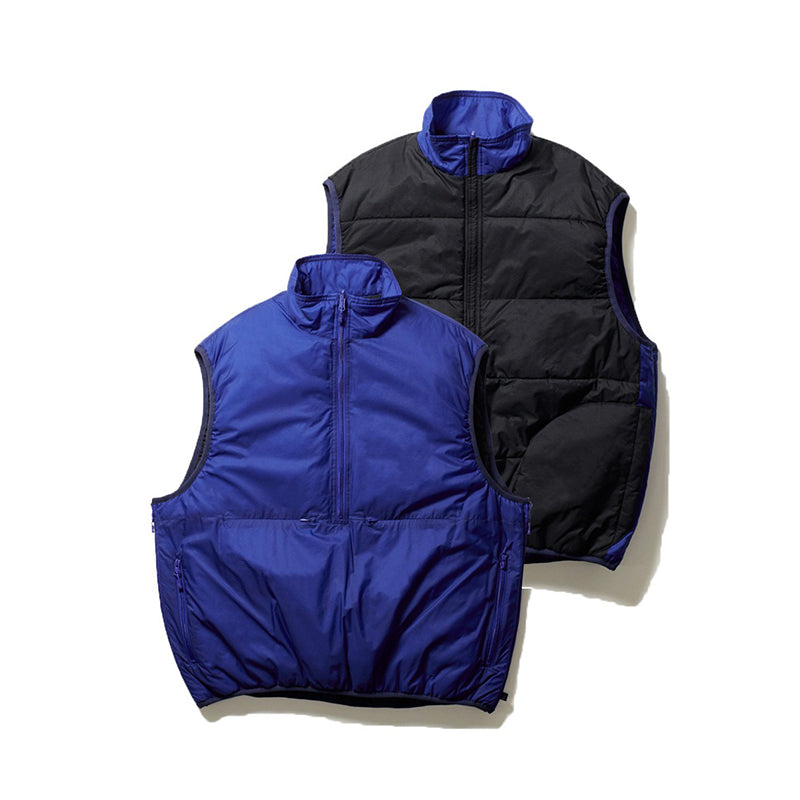Japanese outdoor function color-block reversible half-zipper padded vest