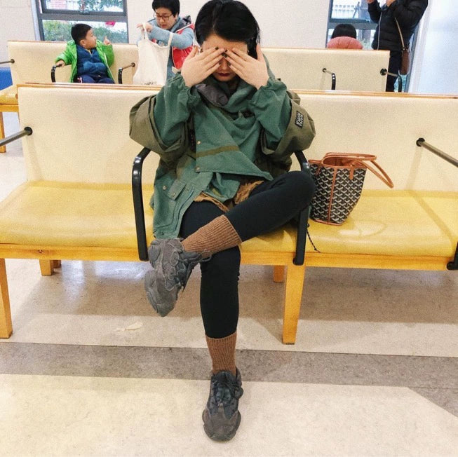 20AW Japanese trend loose nylon stitching five-point cotton hooded quilted jacket jacket