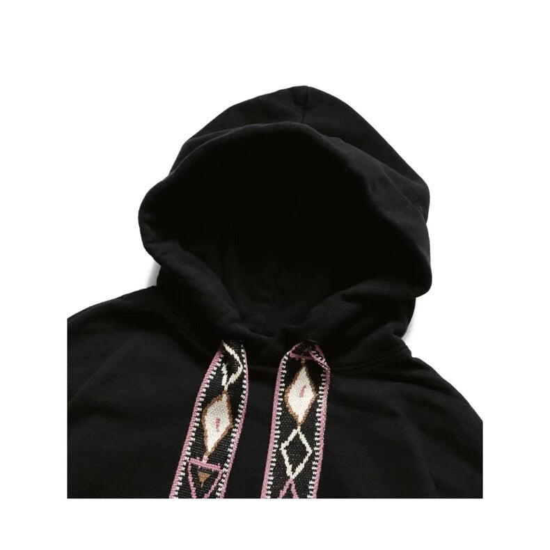 Japanese ethnic style tassels embroidered ribbon casual hooded sweater for men and women