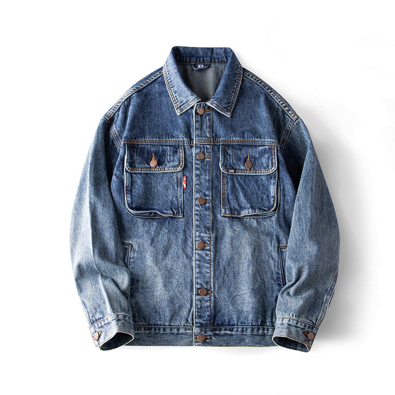 American Vintage Loose Denim Workwear Jacket – Men's Nostalgic Blue – Japanese vintage | yamalin clothes | Yamalinclothes