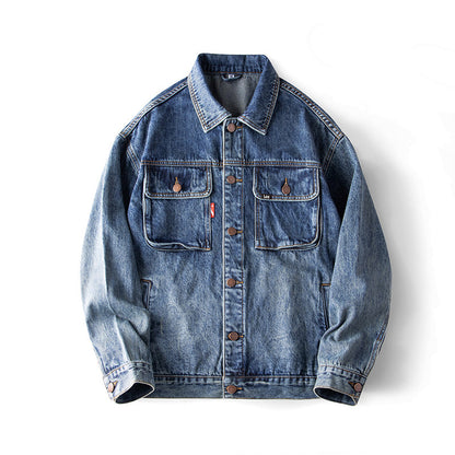 American Vintage Loose Denim Workwear Jacket – Men's Nostalgic Blue – Japanese vintage | yamalin clothes | Yamalinclothes