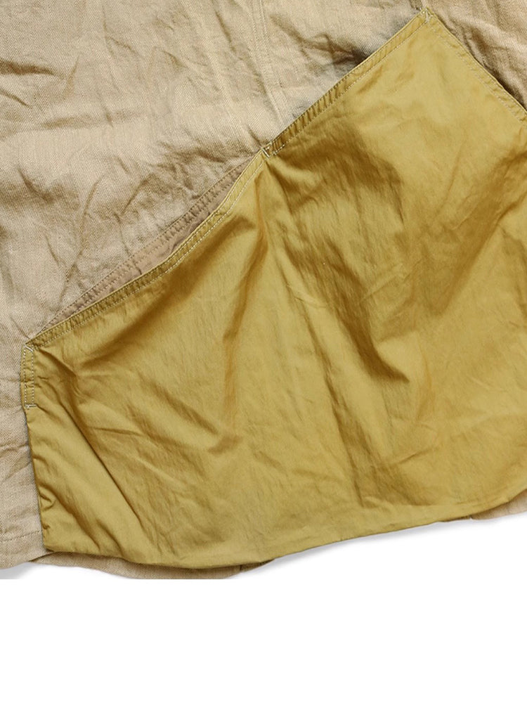 Japanese casual linen color matching lapel loose jacket shirt long sleeve