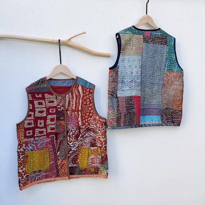 New Indian handmade thorn embroidery Indian silk vest with individual patchwork vest