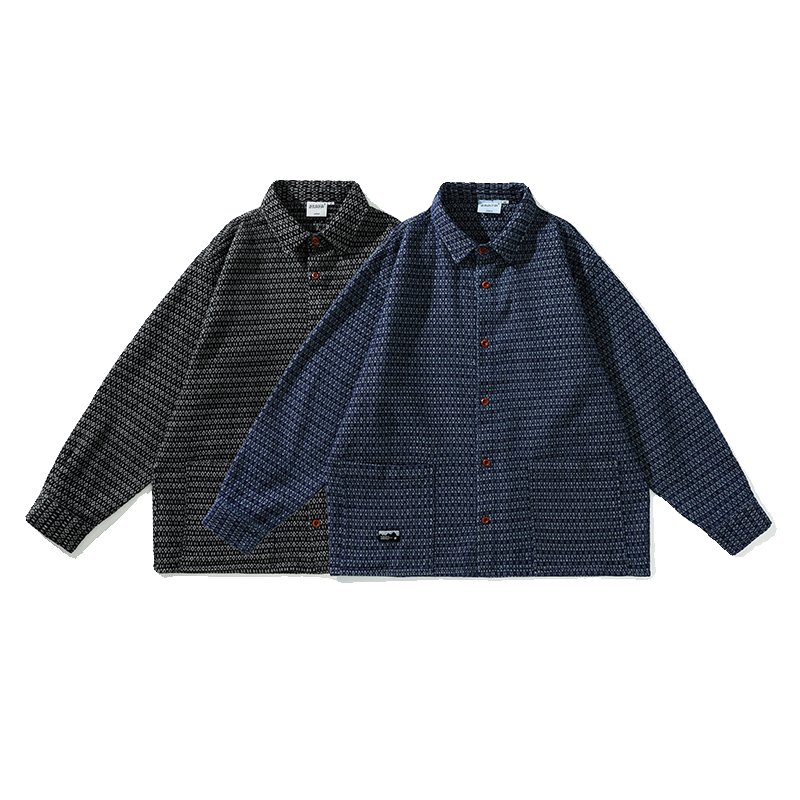 Retro-themed elements Ethnic long-sleeved shirt jacket with contrasting button design